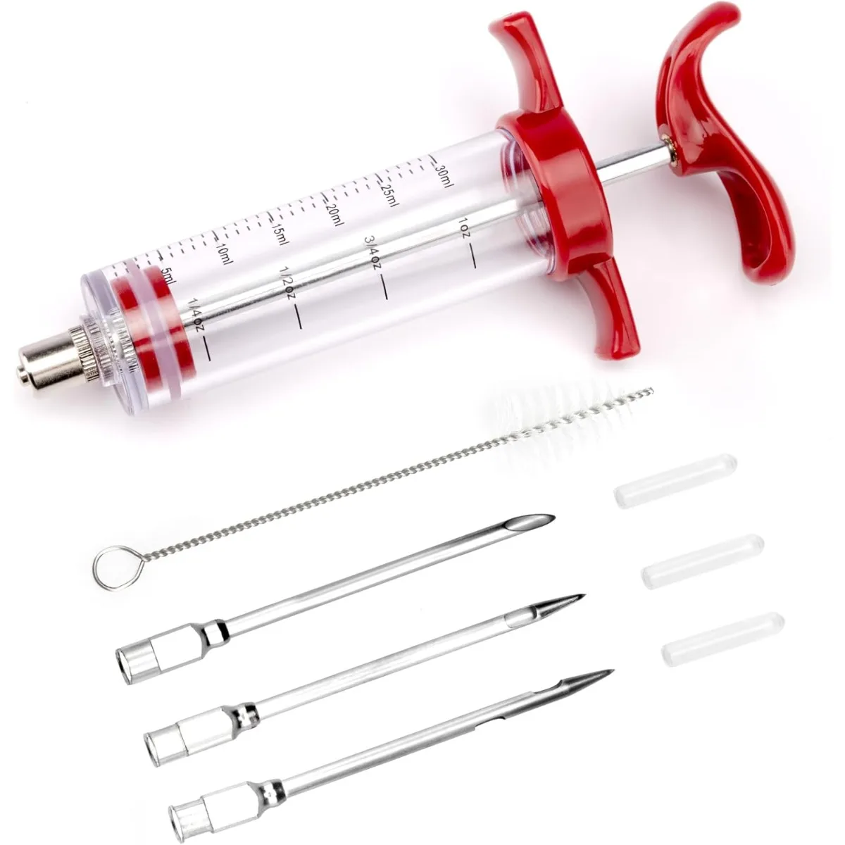 Meat Syringe Barbecue Marinade Syringe Stainless Steel Meat Needle Barbecue Turkey with 3 Marinade Injection Needles