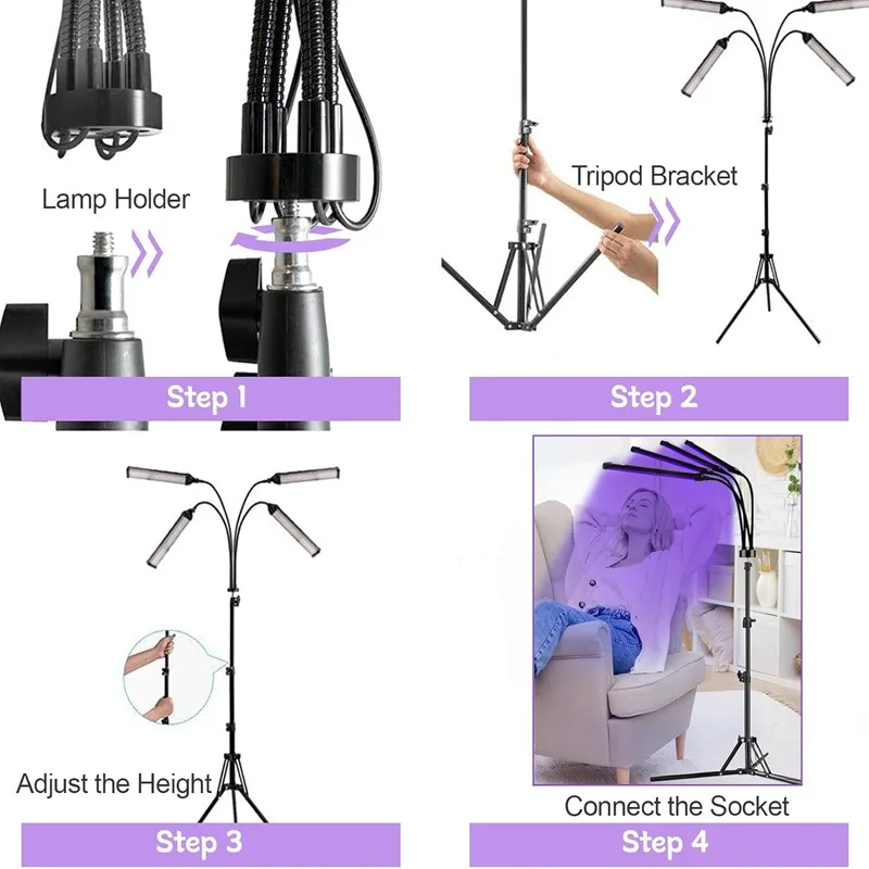 Professional Beauty Tanning Lamp Blue Purple Light 45W Sun Bath Lamp Acne Skin Rejuvenation Beauty Equipment For Salon