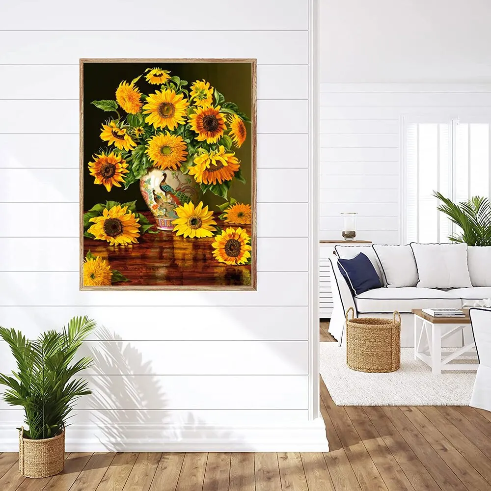 5D Diy Diamond Painting Flower Cross Stitch Kit AB Diamond Round Rose Sunflower Embroidery Mosaic Art Home Decor diamond art painting kit diamond painting set diamond painting