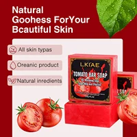 LKIAE Savon blanchissant à la tomate aux fruits biologiques, éclaircissant, réduit l'obscurité, les taches noires, même le teint, peau propre, exfoliant, 200g 3