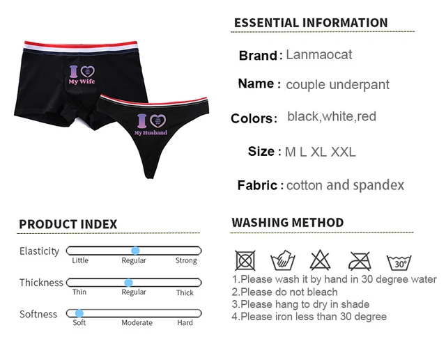  JIEYA Couple Lovers Underwear Love Printed Briefs Tanga His &  Hers, Pack of 2 (Men L+ Women L, Black): Clothing, Shoes & Jewelry