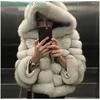 2025 New Luxury Faux Fox Fur Coat Women Short Winter Jacket with Big Fur Hood Thick Warm Overcoat Fashion Flurry Fake Fur Coats 1