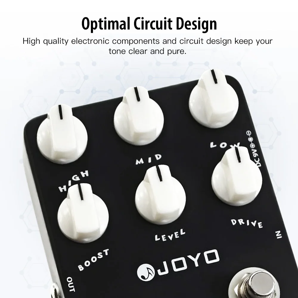 JF-17 EXTREME METAL Distortion Guitar Pedal with 3 Band EQ and Sweep Mid-Freq Kn