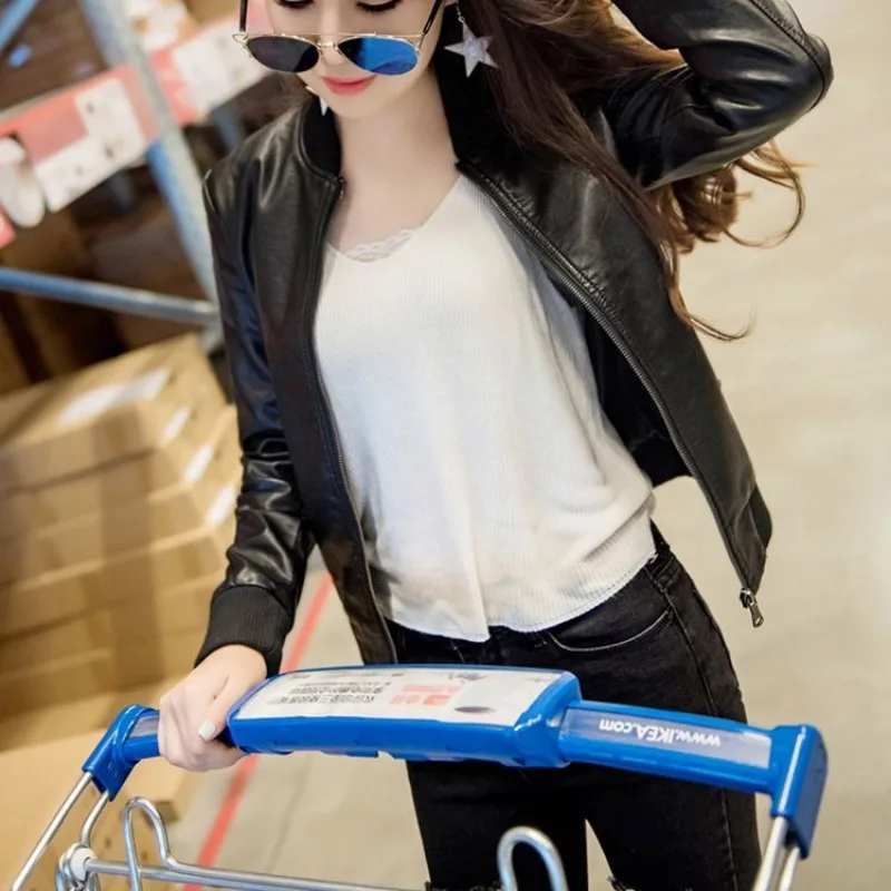 2023 Spring  Autumn New Outer Leather Clothes Women Sgreatcoat Slim Fit PU Leather Jacket Trendy Soft Outerwear Fur Clothing