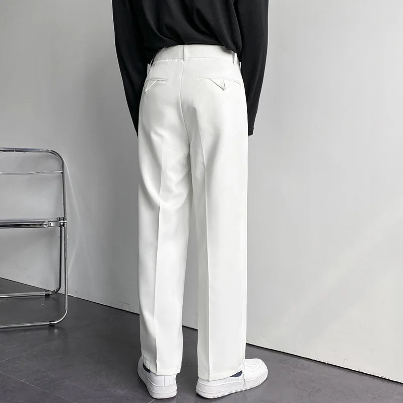 Men's Luxury Draped Baggy Suit Pants Casual Button-down Solid Color Straight Premium Elegant Dress Pants 2024 New 6