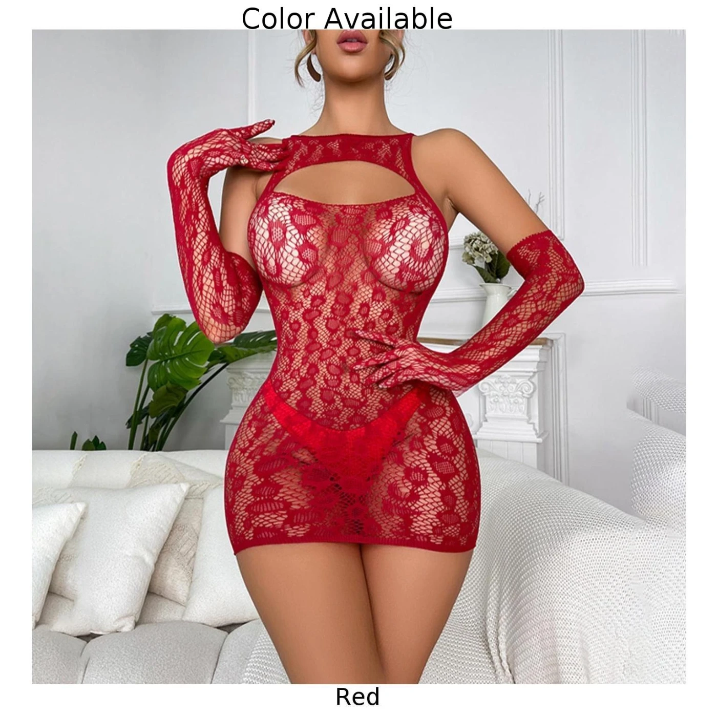 Women Fishnet Outfit Dresses Gloves Sets Lingerie Mesh Mini Skirt Erotic Costumes Clubwear