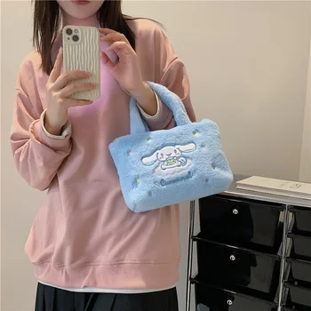 Kawaii Sanrio Plush Bag Kuromi Backpack Anime Melody Cinnamoroll Plushie Handbags Pochacco Cartoon Stuffed Bag for Girls Gifts 4