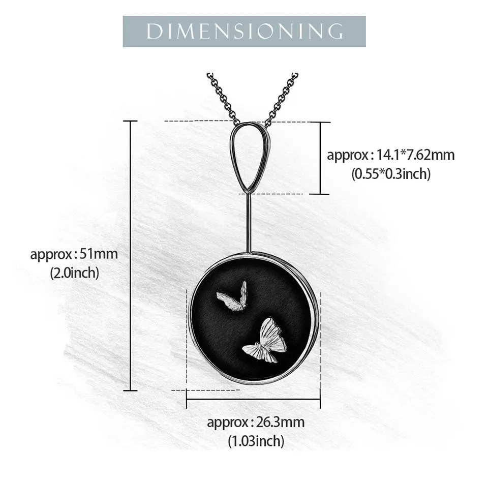 Silver Round Natural Agate Stone Butterfly Pendants and Necklaces