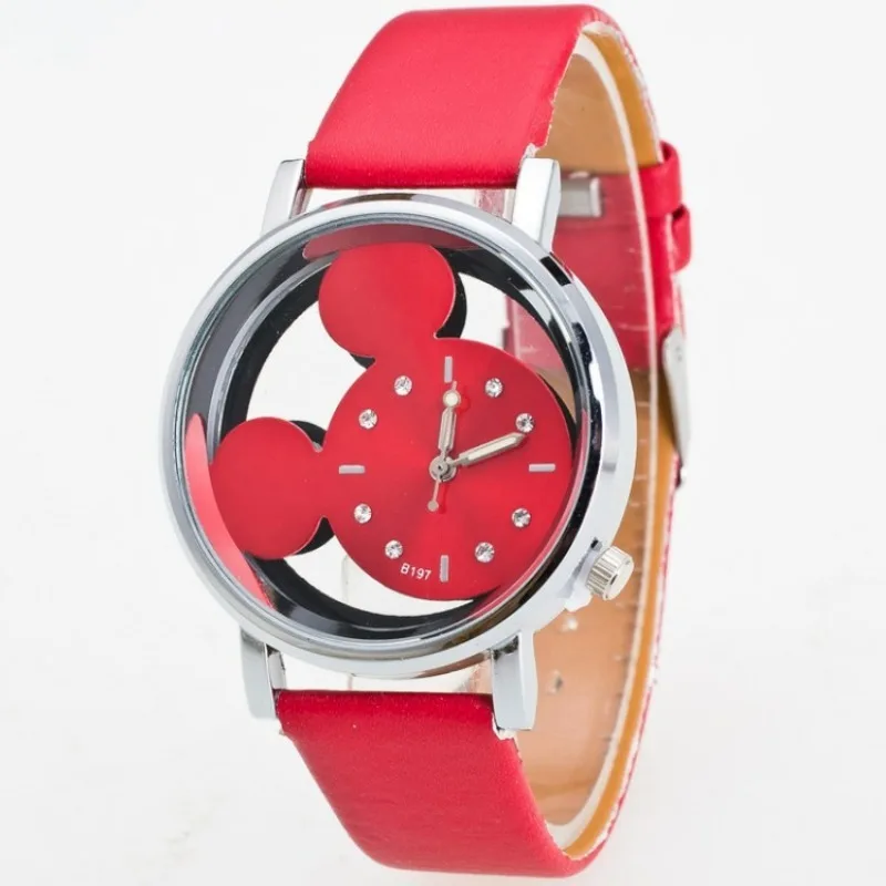 Simple Double-sided Hollow Mickey Quartz Watch, Belt Mickey Mouse Children's Watch