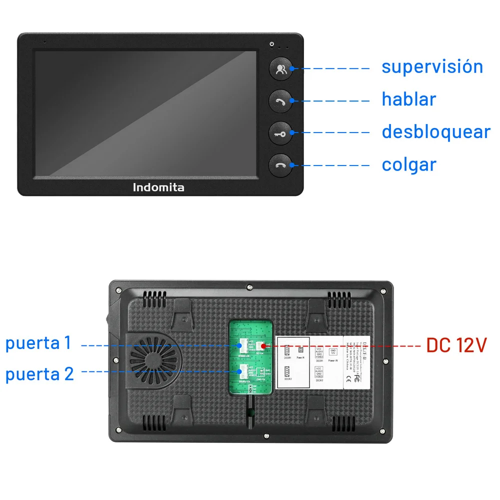 Sistema de portero automático con pantalla de 7 pulgadas, videoportero con  cerradura eléctrica, Control remoto, fuente de alimentación, salida de  puerta y llaveros de identificación - AliExpress