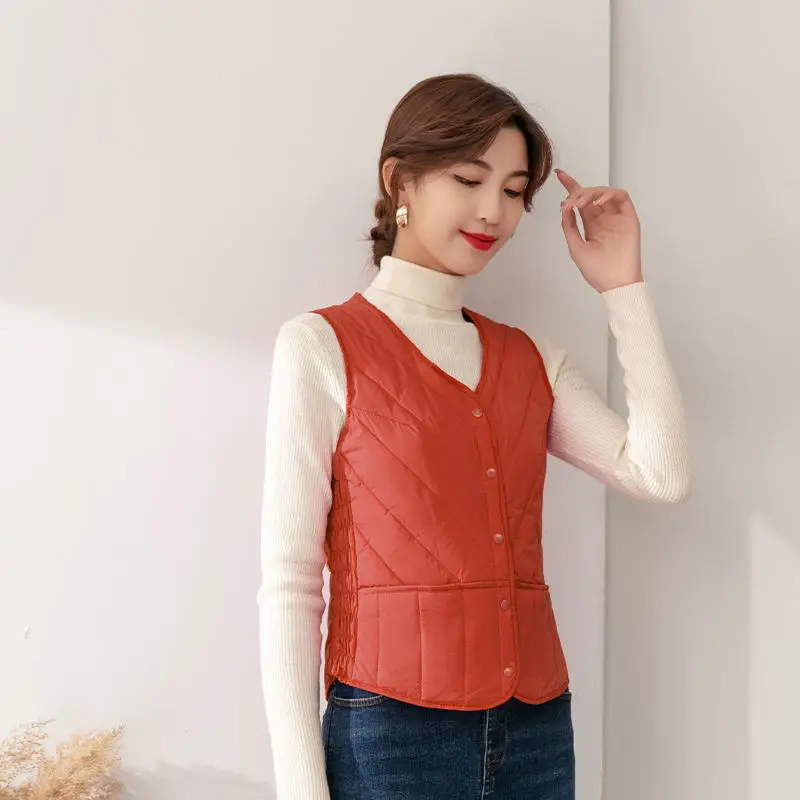 Nanjiren Light Down Vest Women\'s Inner Wearing Short Body Autumn and Winter Women\'s Vest Inner Waistcoat Warm Waistcoat