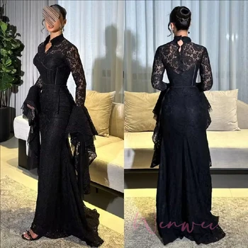 Customized Prom Dresses Exquisite Modern Style Lace Pleat Mermaid evening formal dress V-neck Long Dresses  Pastrol Unisex