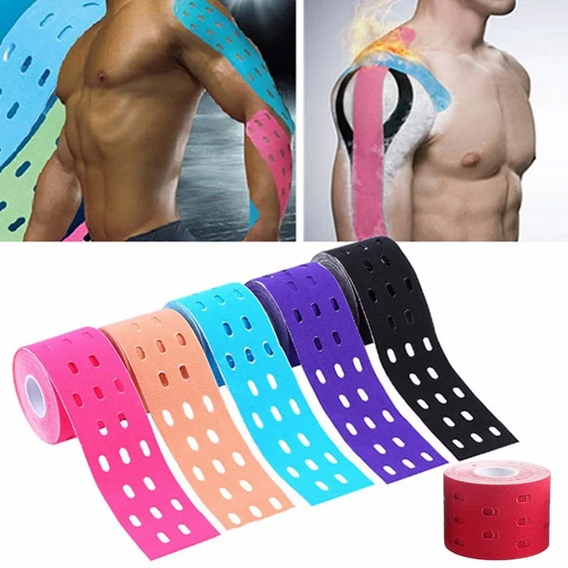 

1Pcs 500cm X 5 Cm Kinesiology Muscles Sports Care Elastic Physio Roll Punch Therapeutic Tape Adhesive Knee Brace Support