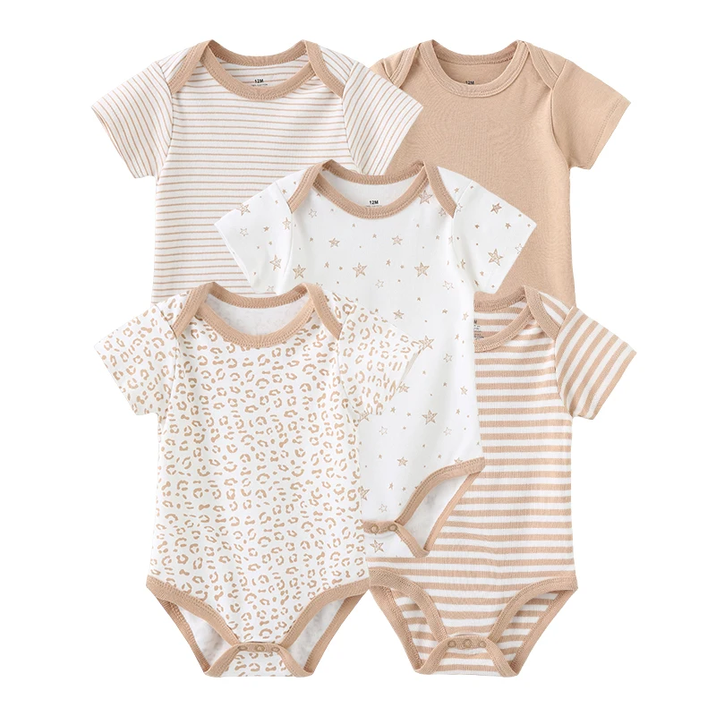 5 piece Soft Cotton Cartoon Short Sleeve Onesies 19