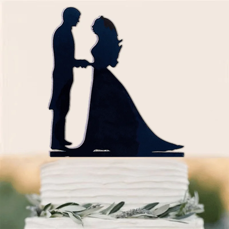 Topper per torta nuziale in acrilico personalizzato con nome di coppia gatti Mr & Mrs nero silhouette decorazione per torta per addio al nubilato, fidanzamento, anniversario, style243