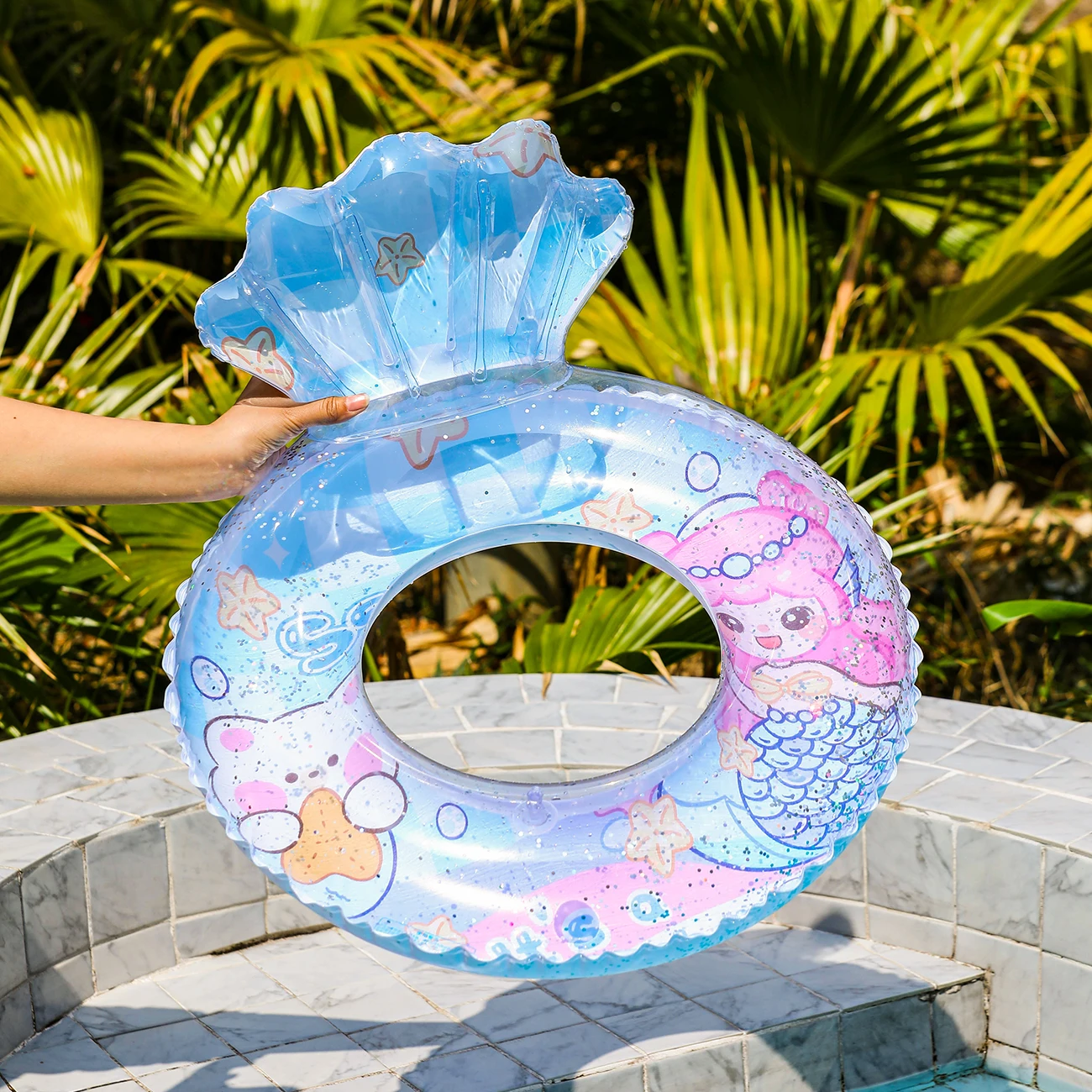 1PC  Transparent shell shape  Baby float  Pool floats kids  Pool float   Children's seat with swimming ring 5