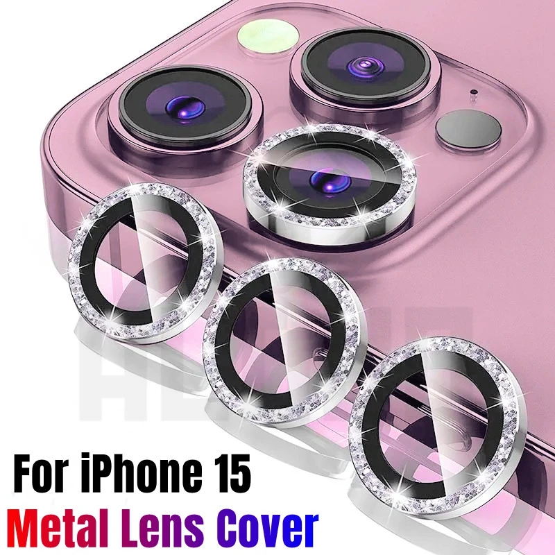 Diamond Camera Protector Per Iphone 15 Pro Max Metal Ring Lens Glass Per Iphone 14 Pro Max 15 Plus 14 Plus 15Pro Max Lens Cap