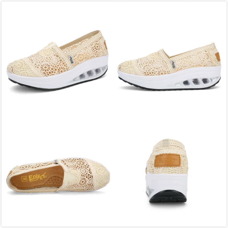 Summer Breathable Women Shoes Platform Shoes Fashion Sneakers Woman Vulcanize Shoes New Low-cut Non-slip Fretwork Ladies Female