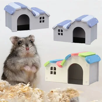 Casa per criceti rotonda Nascondiglio per gerbiche in legno fai-da-te Ponte arcobaleno adatto per habitat di piccoli animali Nascondiglio per criceti Criceto assemblato