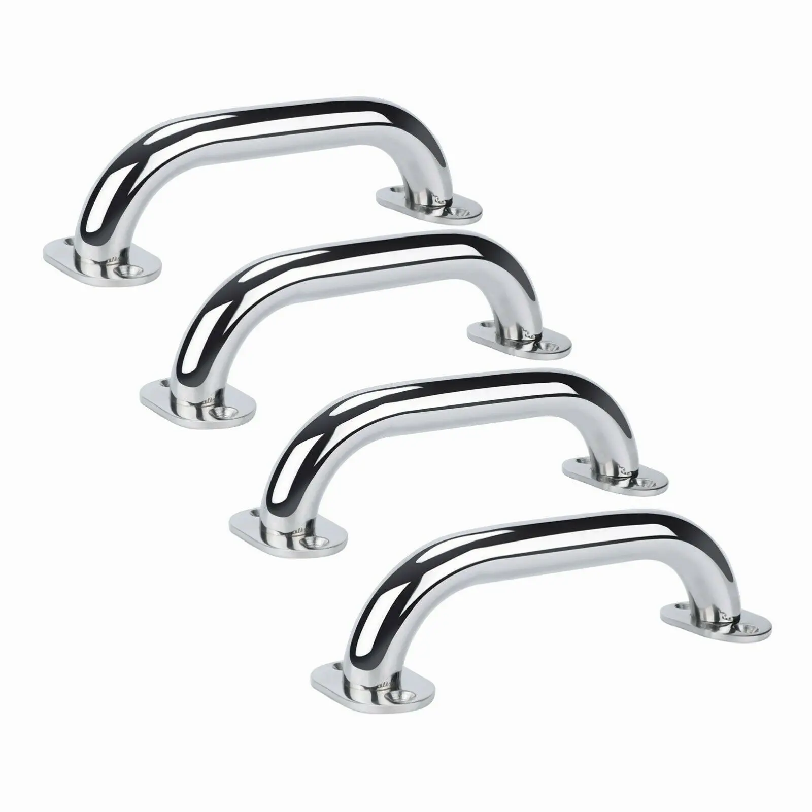 Door Handle 4 Pieces Stainless steel 9'' Boat Polished Boat Marine Grab Handle Handrail Boat Accessories cabinet door handles closet handles 10 piece set of polished cabinet knobs for easy dresser wardrobe hardware installation