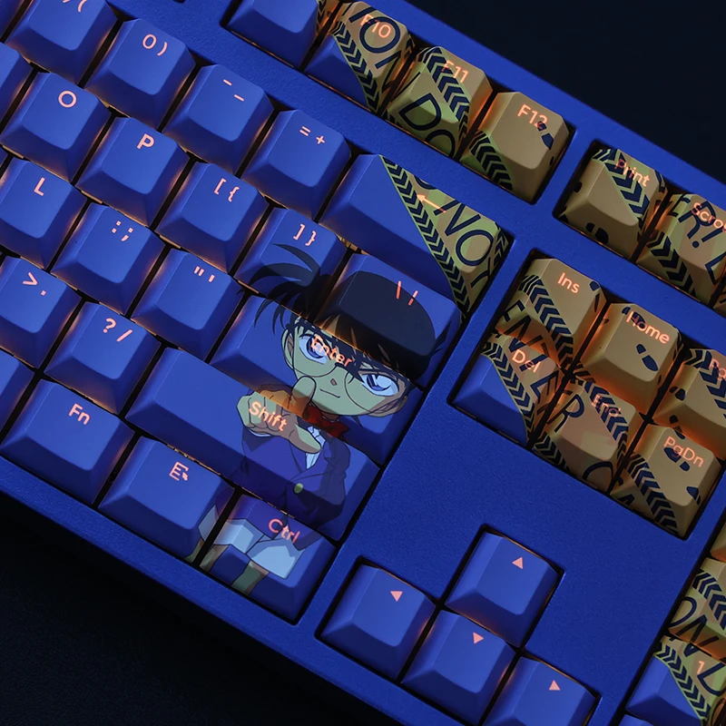 Chaves Pbt Tintura Subbed Keycaps Dimensional dos Desenhos Animados Anime Gaming Key Caps Cherry Perfil Backlit Keycap para Detetive Conan 108 - Imagem 2