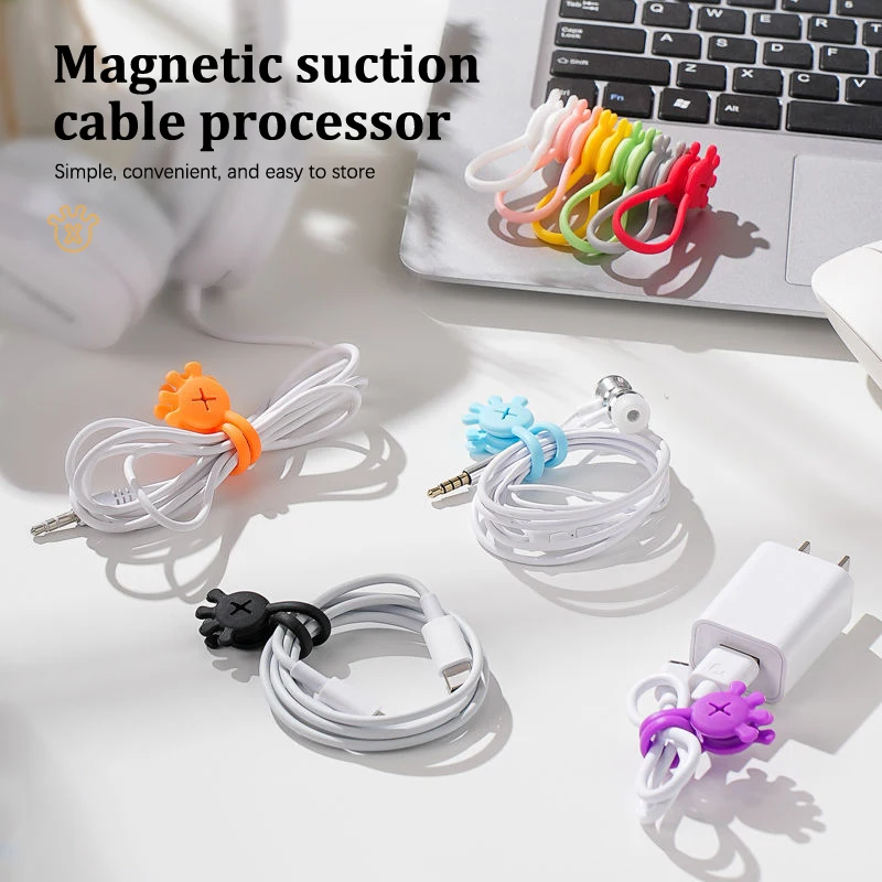 

4/6/8PCS Creative Palm Magnetic Sorting Device Receives The Of The Headset Wire Collection Magnetic Fastening Device