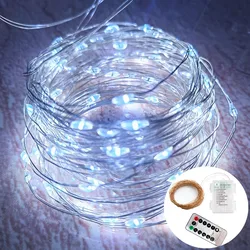 Battery Operated Dimmable Fairy String Lights with Remote and Timer - 20M 200LEDs (White - Copper Wire)