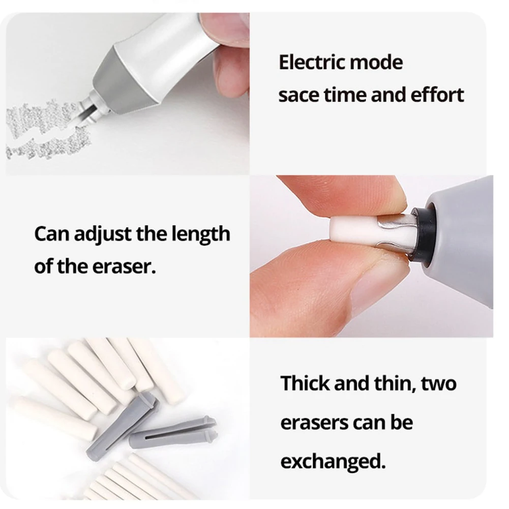 WHITE ELECTRIC ERASER Kit Automatic Pencil RubbersRefills Artist Drafting  Art S6 $8.41 - PicClick AU