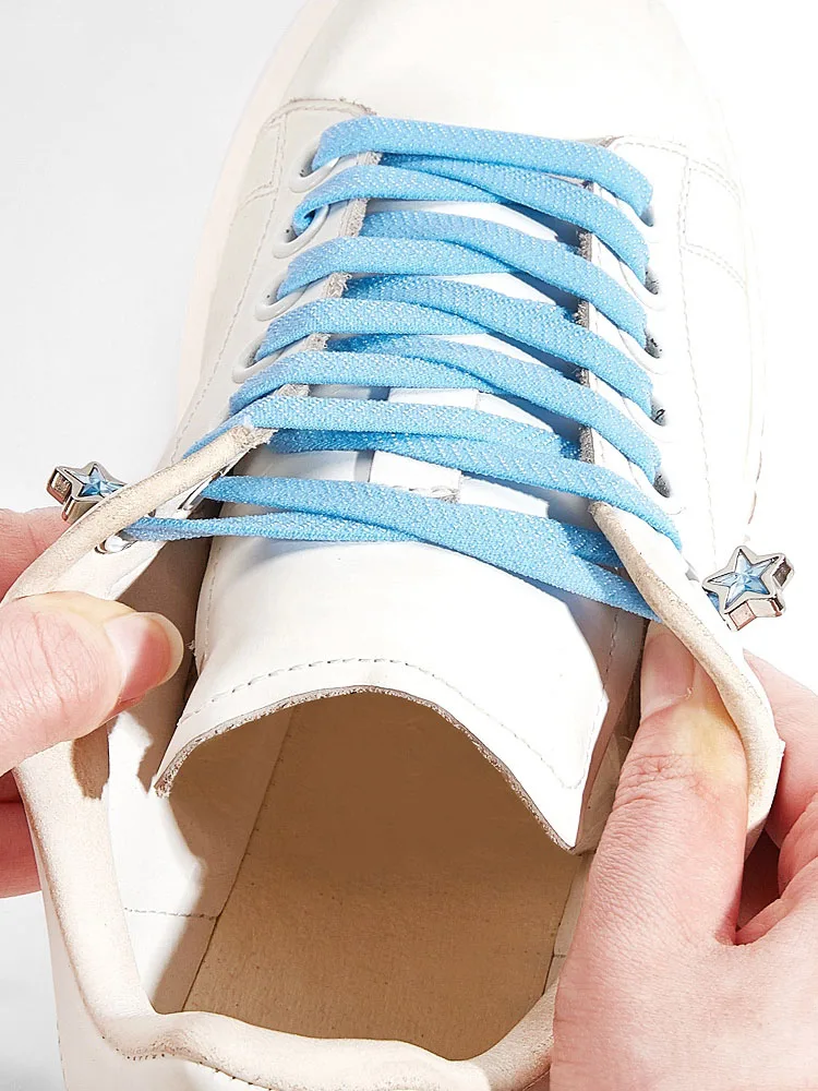 Star Diamond No Tie Shoelaces Colorful Rhinestone Metal Buckle