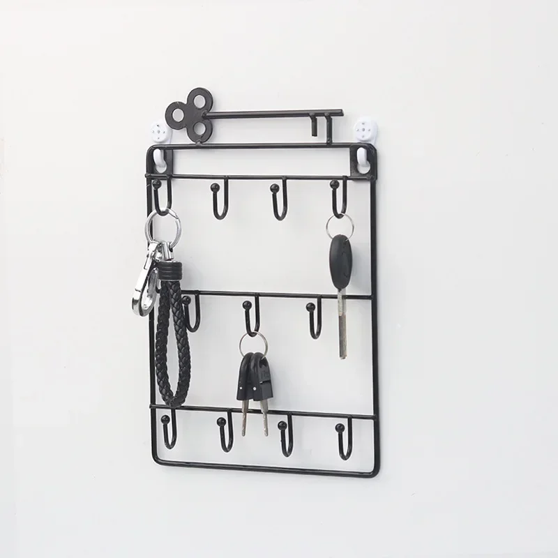 Modern Style Iron Wall Mounted 11 Hangers Hooks Key Holder Coat Hat Storage Rack Practical Cloth / Keys Hooks 2