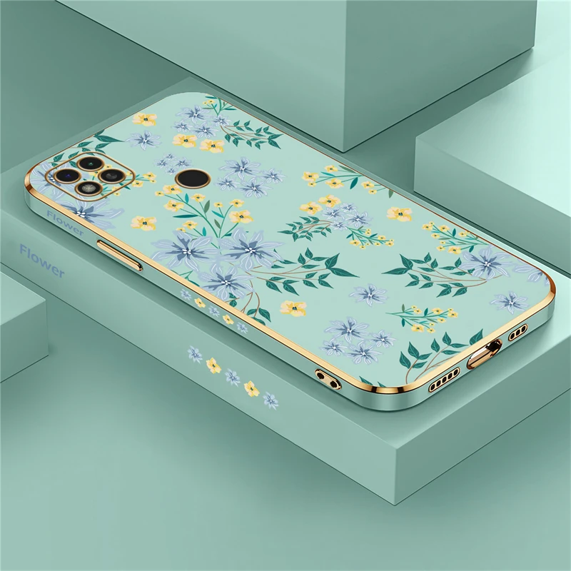 Elegant Shockproof Floral Silicone Phone Case Coque with Plating Design