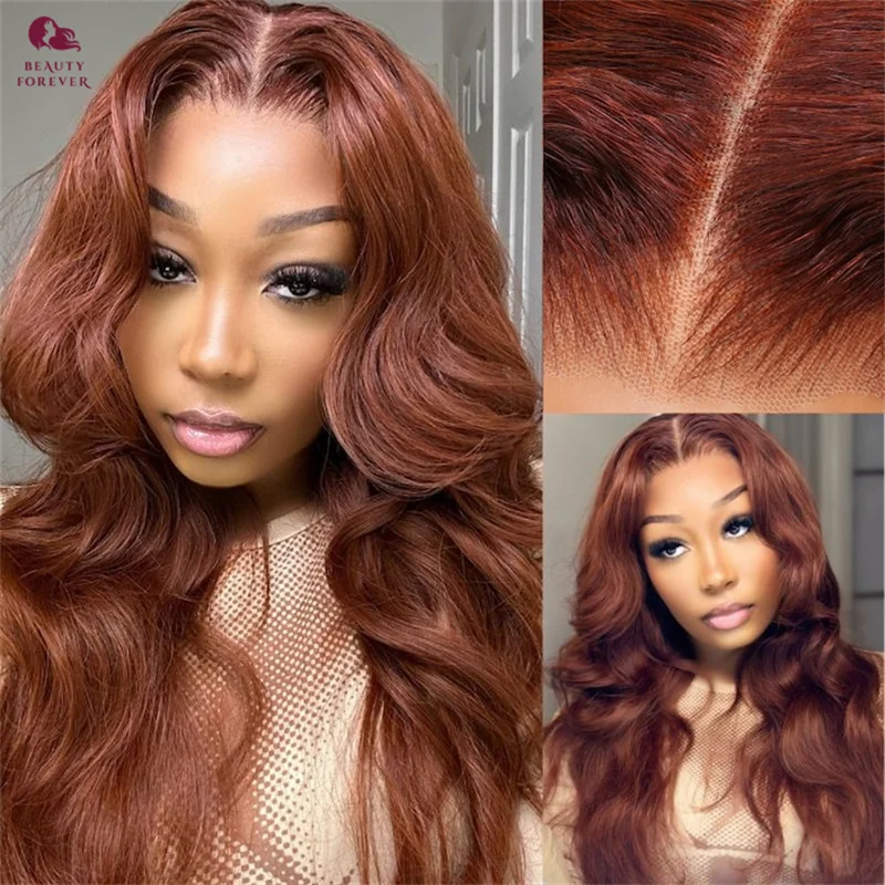 Beauty Forever Pre Everything Glueless Wig Human Hair 7x5 Pre Cut Lace 3D Body Wave Reddish Brown Human Hair Wig C Shape Wig