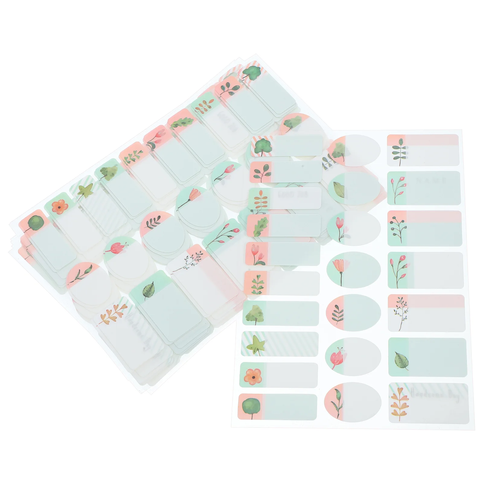 

10 Sheets Name Tag Adhesive Labels Stickers Green Leaves Self-adhesive Multipurpose Paper Decal