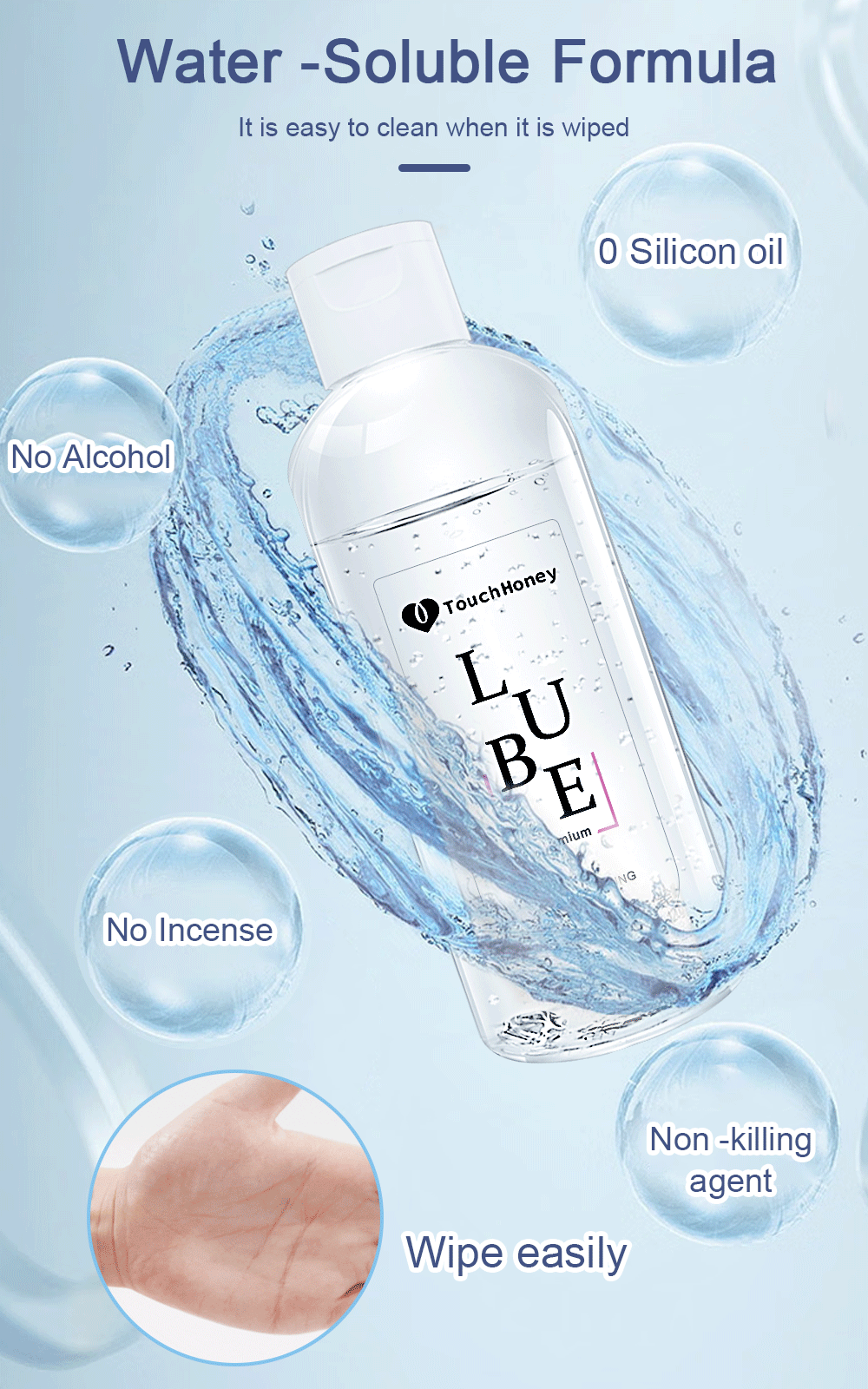 Unisex Personal Water-Based Lubricant for Masturbator or Sex