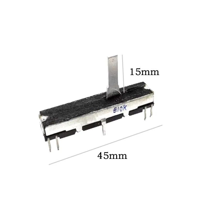 1pc Siding Potentiometer 45mm Stereo Channel B10K Axis Length 15mm Sliding Stroke 30mm