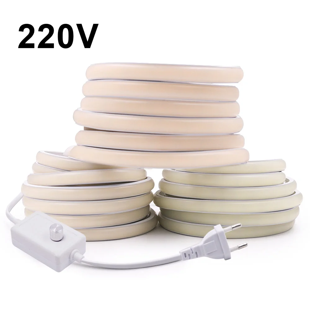 IP68 방수 COB LED 스트립 조명, 조광기 스위치 전원 키트, 유연한 램..