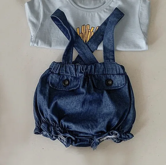 Summer New Baby Cute Pocket Strap Shorts Newborn Cotton Bodysuit Infant Boy Overalls Toddler Casual Jumpsuit Baby Clothes