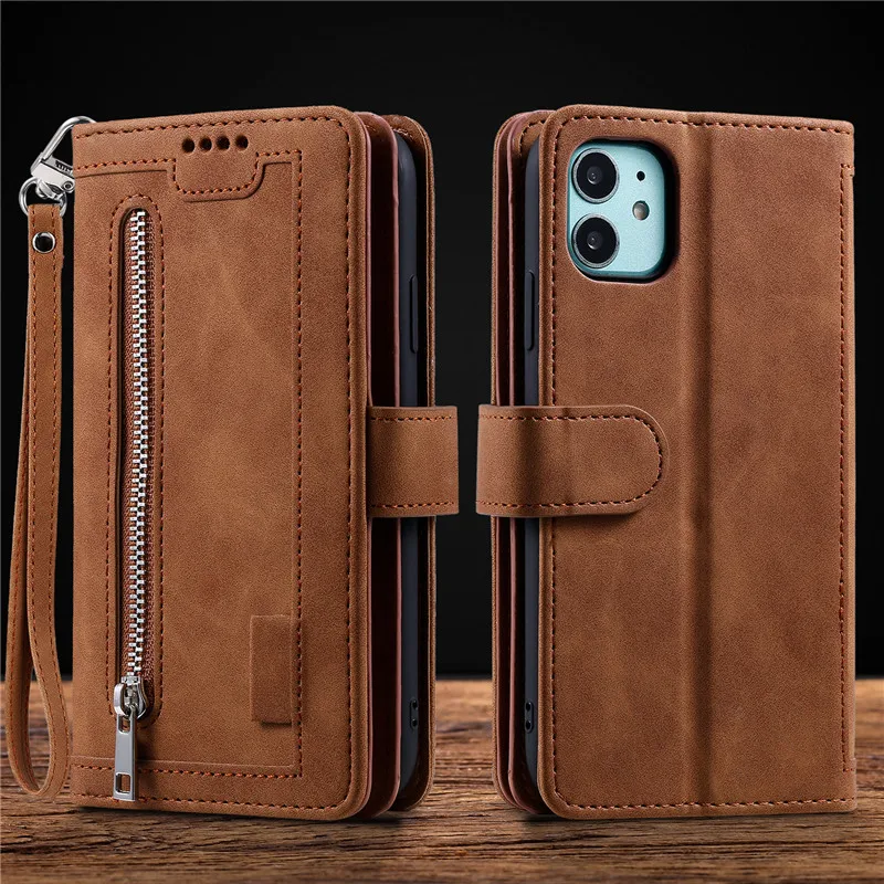 Luxury Leather 9-Card Zipper Wallet Case - Premium Book Cover for OPPO Find Series (5G Compatible)