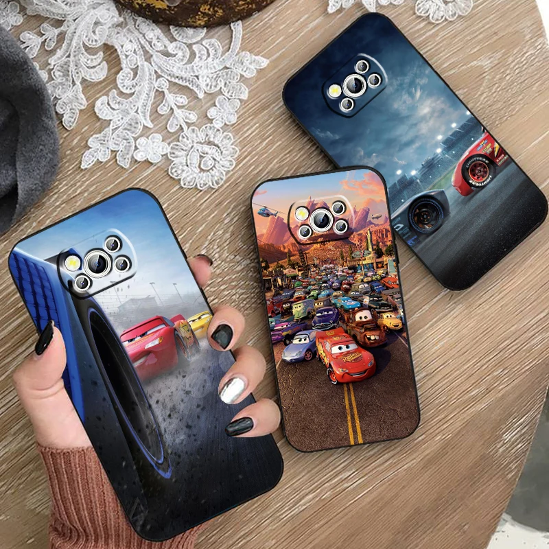 Auto Lightning Mcqueen Disney Per Xiaomi Mi Poco F5 F4 F3 F2 X5 X4 X3 M6 M5 M5S M4 M3 C40 Pro Gt Nfc 5G Custodia Morbida Nera Per Telefono