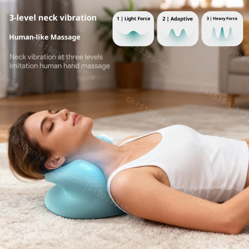 Neck Massager Device with Heat Pulse Vibration Modes Ergonomic Design Portable Neck and Shoulder Massager for Relaxation Muscle