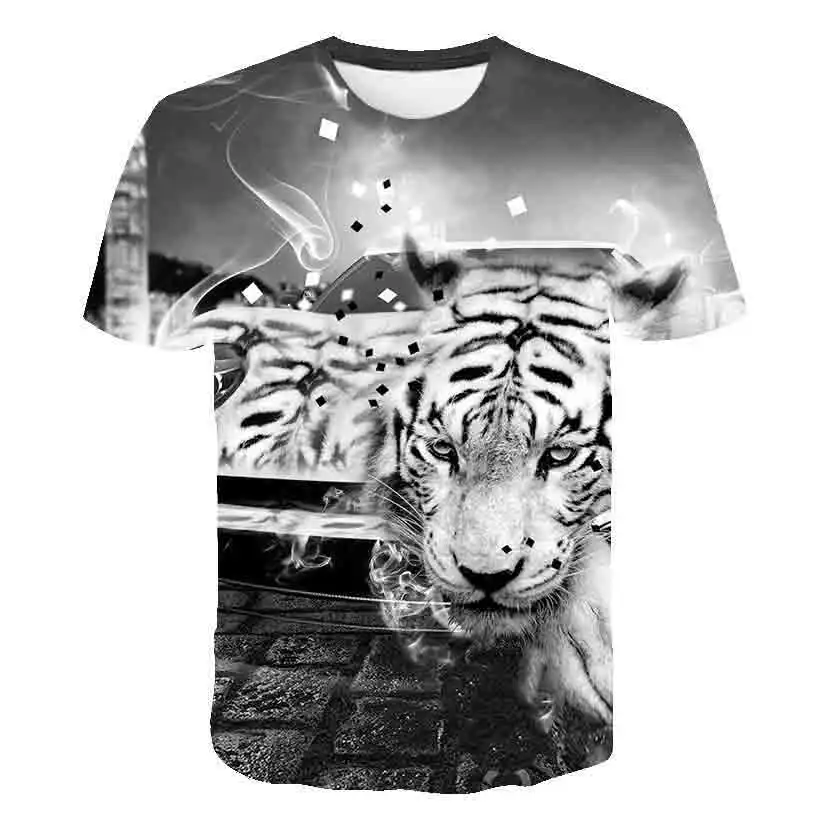 2022 New Summer Tiger 3D T Shirts Casual Boy girl Kids Fashion Short Sleeve boys girls Children Printed T-shirt Cool tops - tees t shirt kid