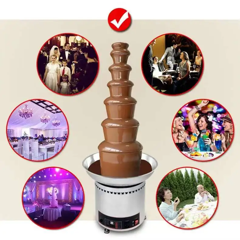 All Stainless Steel Electric et 6-Layer Chocolate Fountain & Waterfall Machine Home Party & Wedding Use for Hotels