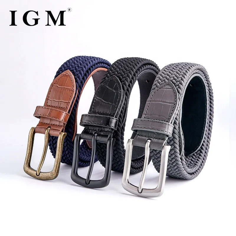 1 PC Genuine Leather Golf Braid Stretchy Belt Men's & Women's Colorful Casual Canvas Elastic For Jeans Shorts