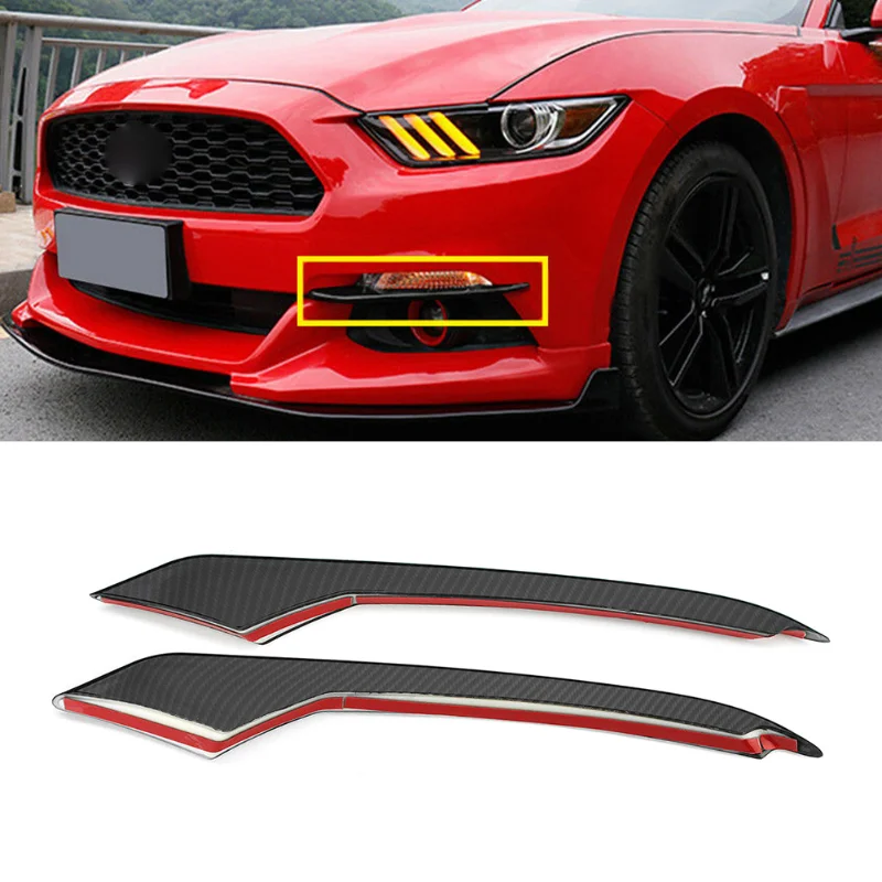 

2Pcs Carbon Fiber ABS Car Front Fog Light Lamp Eyebrow Cover Trim For Ford Mustang 2015 2016 2017 Car Decoration Accessories