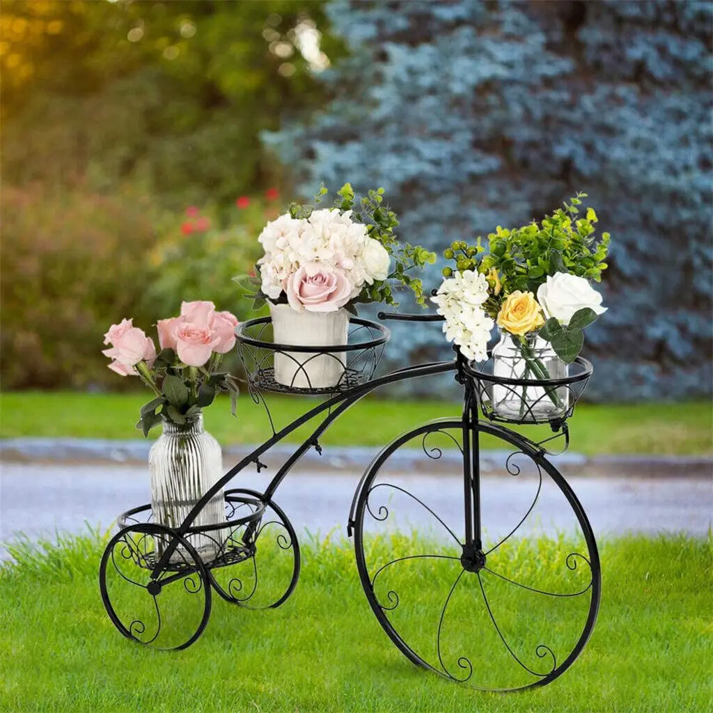 3 Tier Bicycle Plant Stand Metal Flower Pot Holder for Home Garden Patio Plant Stand