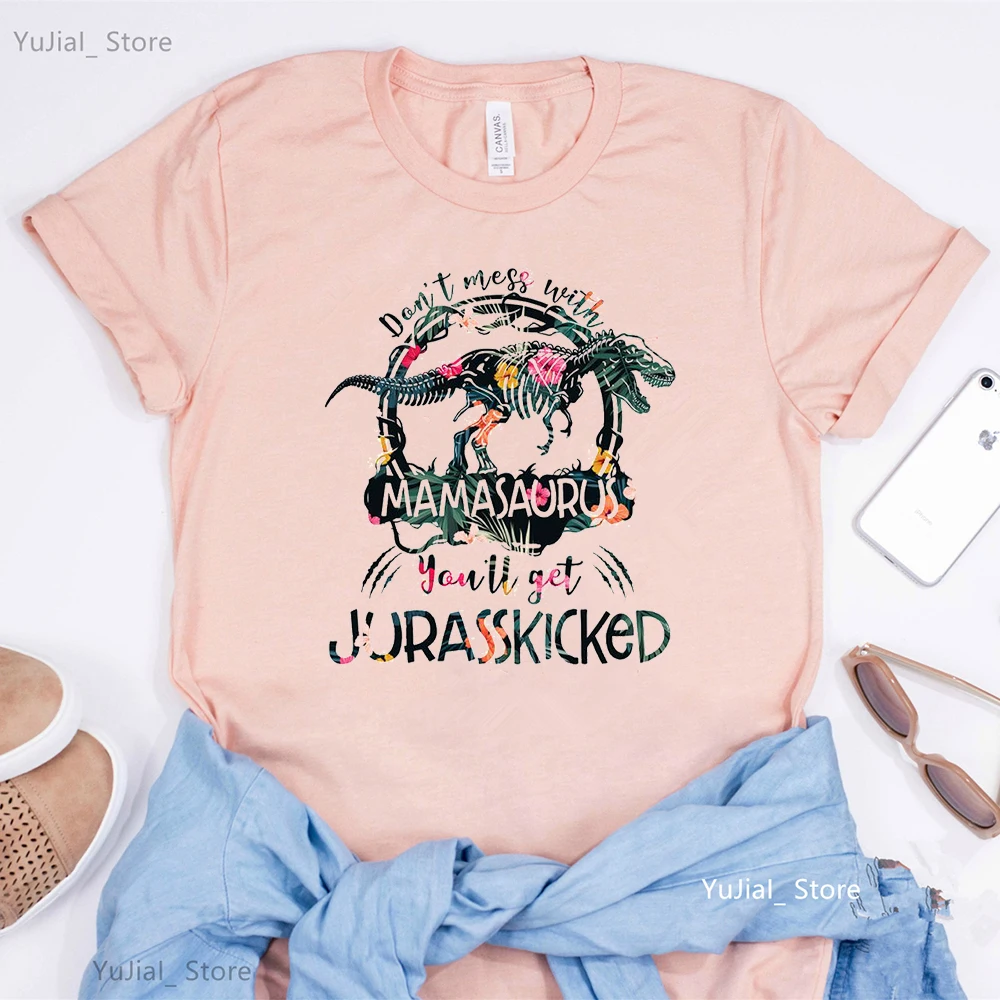 thumbnail image 1 of Camiseta con estampado gráfico de Jurassic Park, color rosa y gris, ropa para mujer 2024, camiseta de dinosaurio R-Rex, camiseta Harajuku para mujer, camisetas de verano, 1 of 4