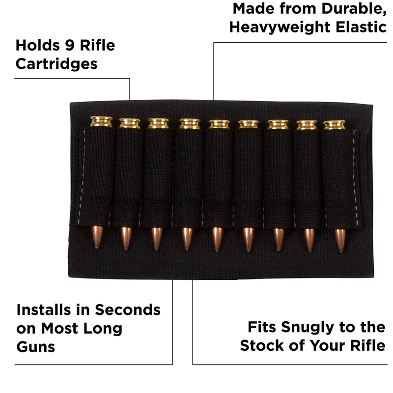 Rifle Buttstock Shell Ammo Holder Cartridge Shot Gun Shell Magazine 9 Rounds fits most hunting rifles
