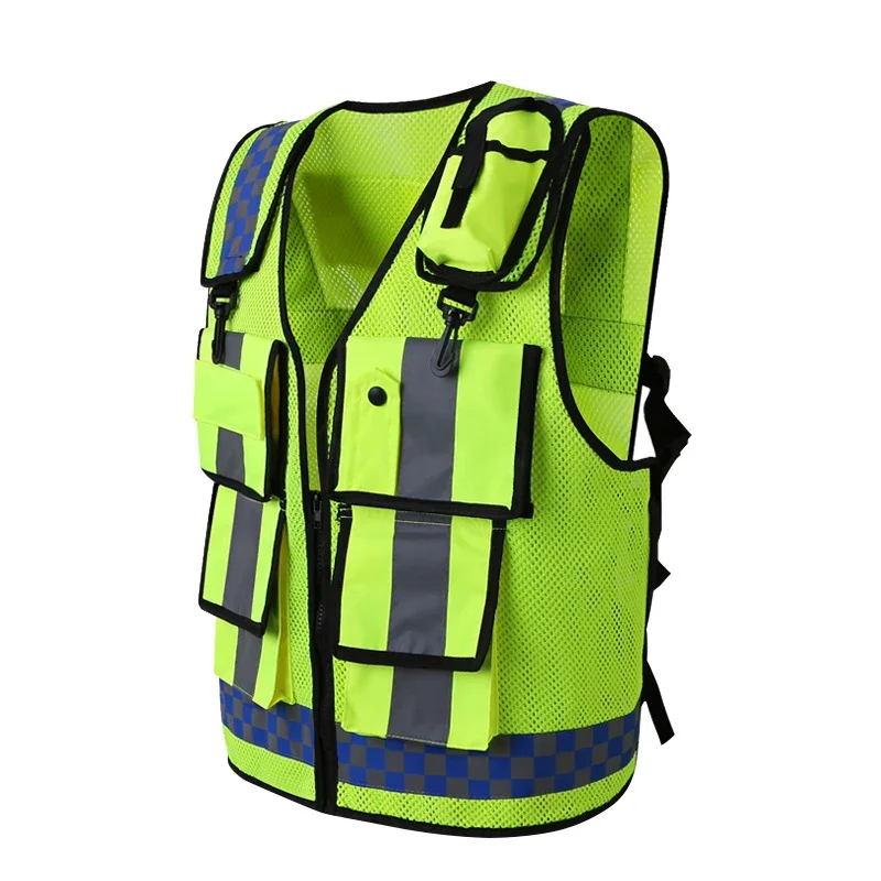 

Reflective Vest High Visibility Warning Safety Vest Fluorescent Clothing Multi pockets Security guard traffic Reflection Clothes