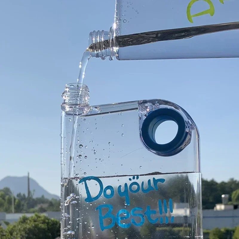 Transparent Portable Reusable Square Water Cup for Outdoor Sports and Fitness