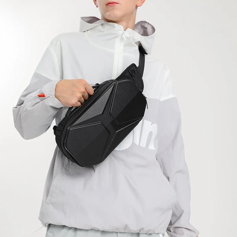 

New Hard Shell Chest Bag Waterproof Shoulder Bag for Men Fashion Travel Messenger Bag USB Charging Messenger Bag for Teenagers